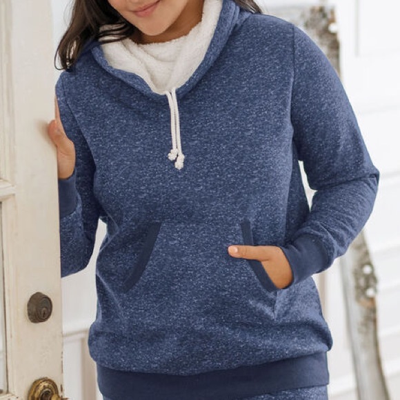 NEW Solstice Shearling Rollneck Lounge Sweatshirt Blue/purple mottled Sz M 8-10 - Picture 3 of 9